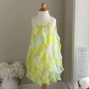 Girls Vacation Cruise Dress Chiffon Tropical Jeweled Boutique Size 6